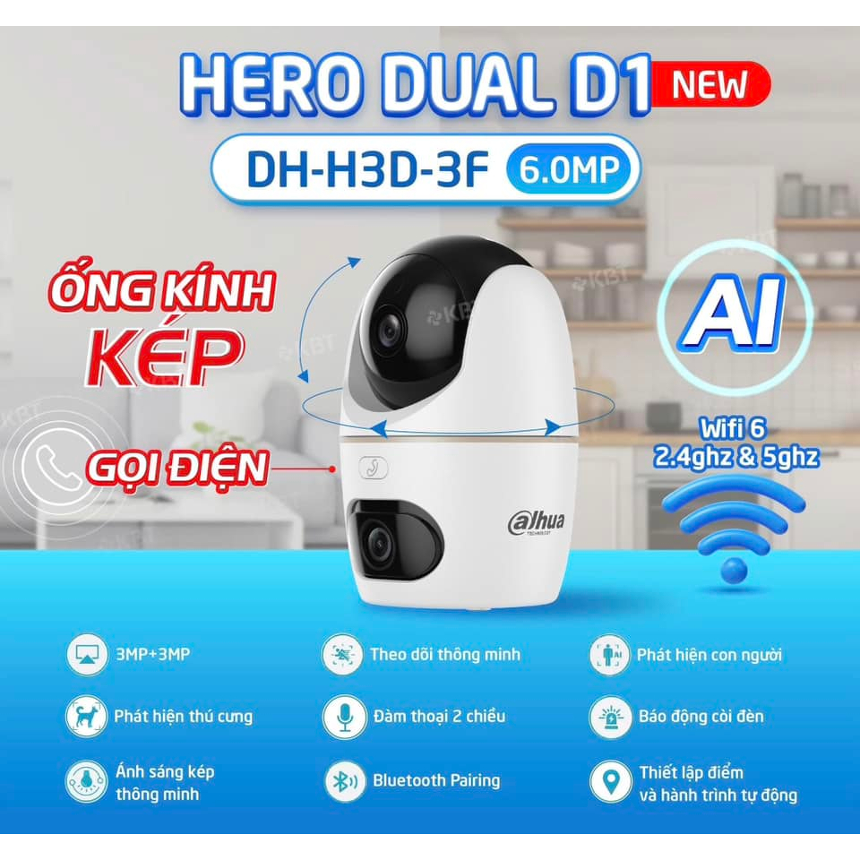 Camera Wifi DAHUA 2 Mắt HERO DUAL D1 DH-H3D-3F 6MP/ DH-H5D-5F 10MP Xoay 360, Đàm Thoại 2 Chiều, Theo Dõi Chuyển Động 2