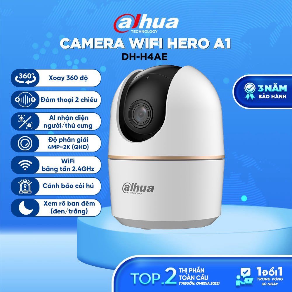 Camera Wifi DAHUA HERO A1 H3AE 3MP/H4AE 4MP/H5AE 5MP Trong Nhà, Xoay 360 Độ, Đàm Thoại, Theo Dõi 7