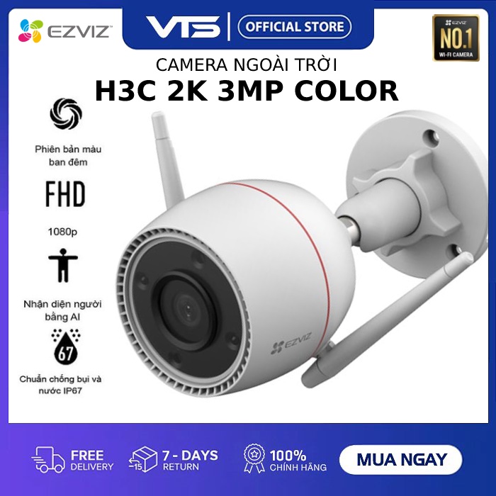 Camera IP Wifi EZVIZ H3C 3K 5MP, H3C 4MP 2K+, H3C 3MP 2K, Full Color, Đàm Thoại 2 Chiều, H.265, Chuẩn IP67- VTS Smart 10