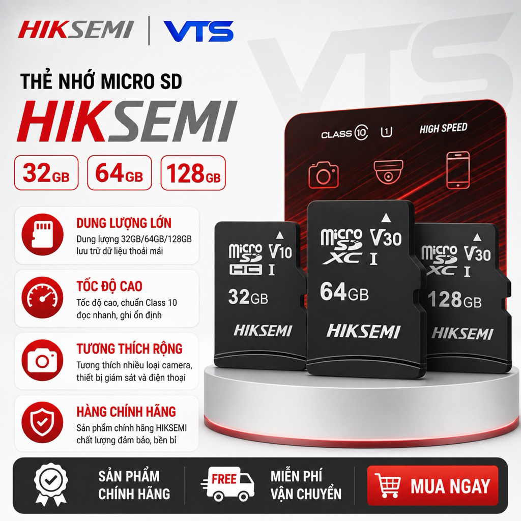Thẻ Nhớ Micro SD HIKSEMI (HIKVISION) 32/64/128GB 92Mb/s - Thẻ Nhớ Lưu Trữ Chuyên Dụng Cho Camera 2